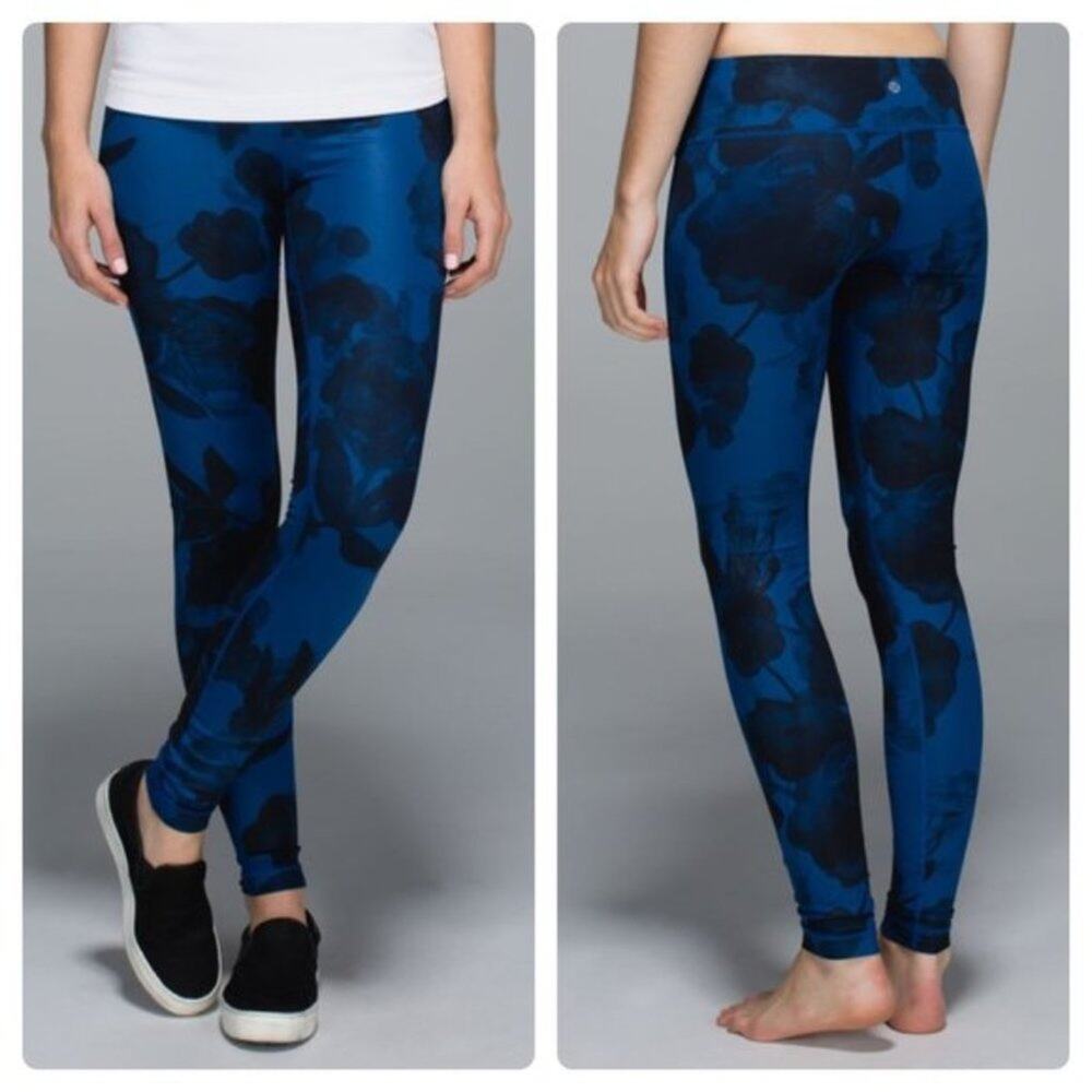 Lululemon Wunder Under Leggings Blue Floral